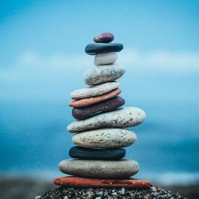 A smooth stone pyramid stack symbolizing balance.